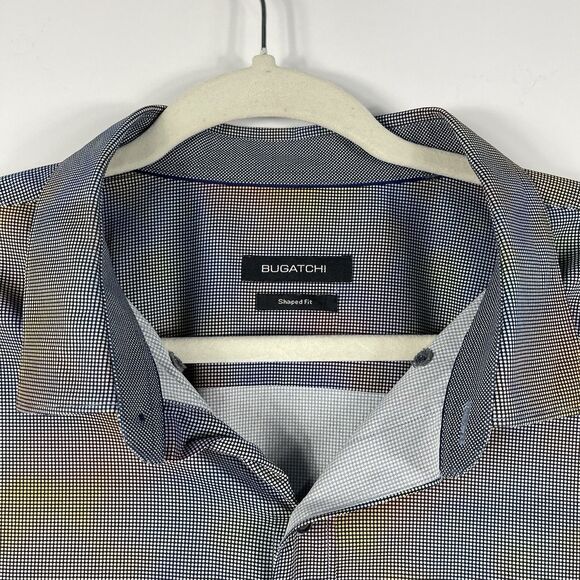 BUGATCHI Men's Shaped Fit Geometric Iris Rainbow Print Long Sleeve Shirt 2XL - Picture 5 of 8